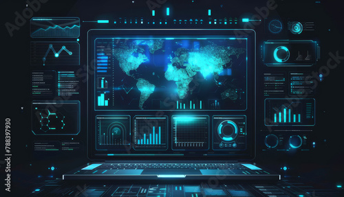 A laptop displaying a graph with a dark background by AI generated image