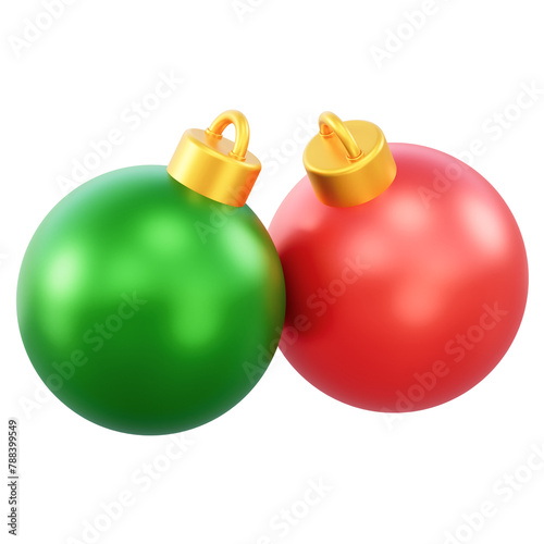 Vibrant 3D Christmas Balls in Red and Green Colors (ID: 788399549)