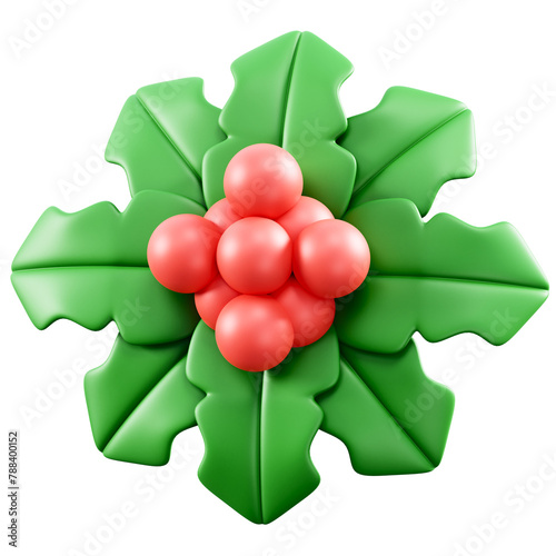 Vibrant 3D Mistletoe Icon Perfect for Christmas Graphic Needs (ID: 788400152)
