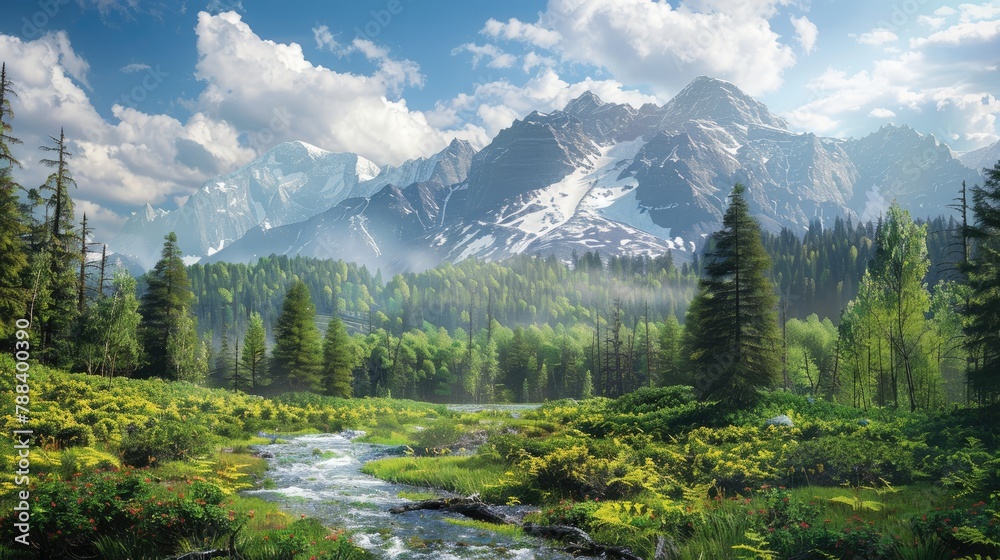 lush forests, flowing rivers, and snow-capped mountains