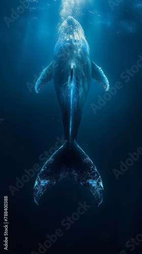 Underwater view of a whale from above