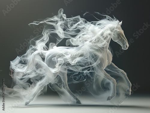 A horse made of smoke  belonging to the Chinese zodiac sign of the 12 zodiac animals