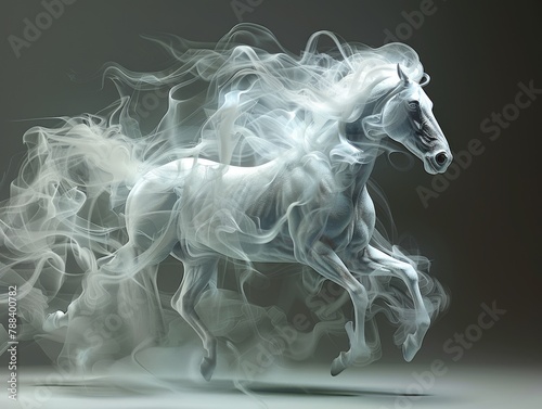 A horse made of smoke, belonging to the Chinese zodiac sign of the 12 zodiac animals © fanjianhua