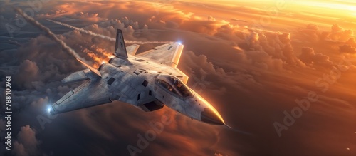 Skyward Soar: Fighter Jet Dominating the Skies. Generative ai photo