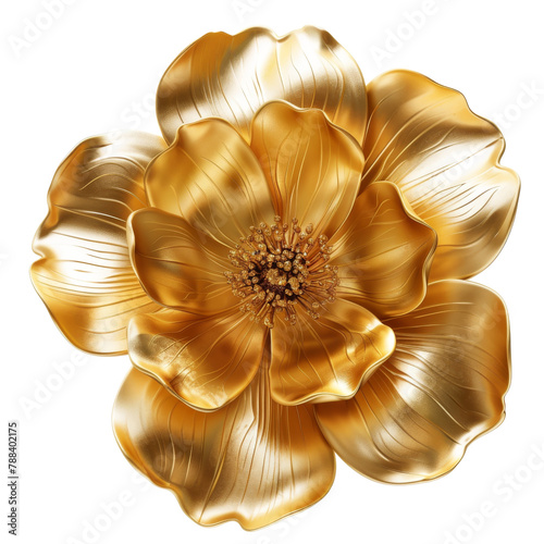 Golden flower metallic isolated. Gold flower design element photo