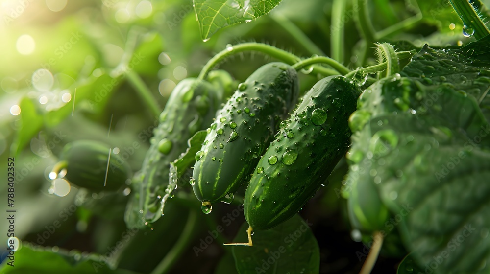 Freshly picked cucumbers under the dew Freshly picked cucumbers under the dew