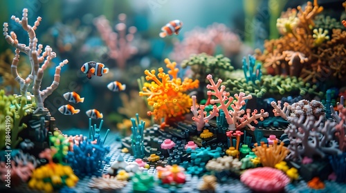 Tropical coral reef building blocks blooming underwater Filled with colorful flowers of the sea garden