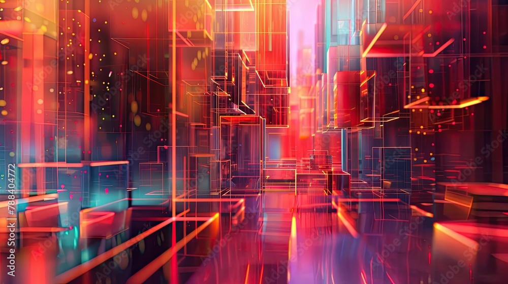 Abstract depiction of firewalls and barriers safeguarding digital ...