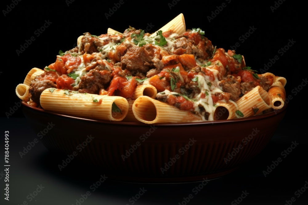 Flavorful Pasta meat vegetables. Diet dinner gourmet. Generate Ai