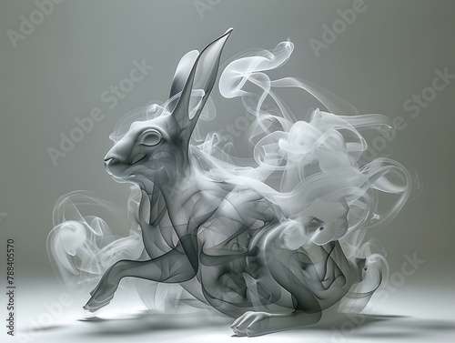 A rabbit made of smoke, according to the Chinese zodiac sign of the 12 zodiac animals photo