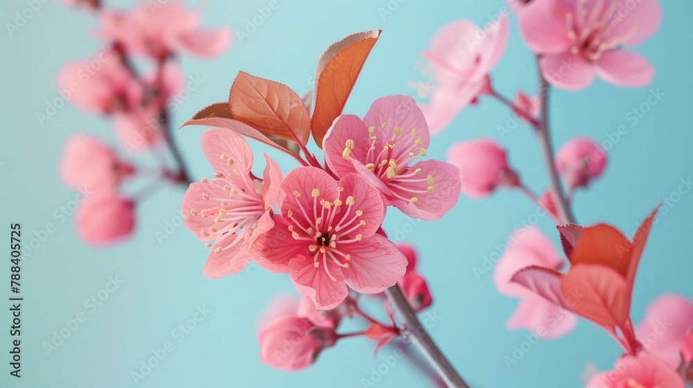 Close-up of pink cherry blossoms on branch Close-up of pink cherry blossoms on branch