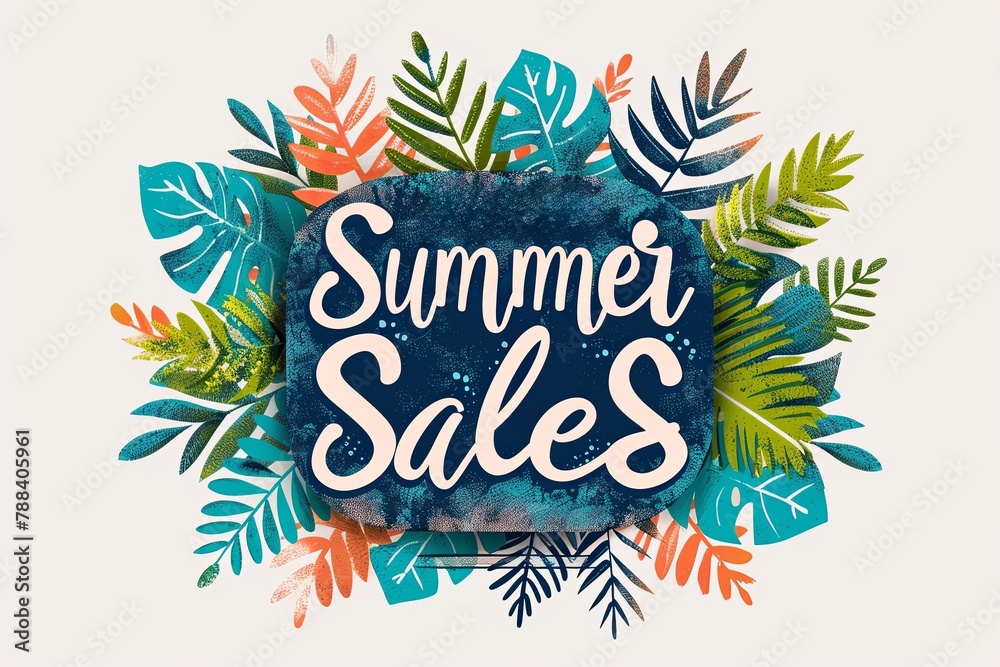 Obraz premium summer sale logo vector illustration