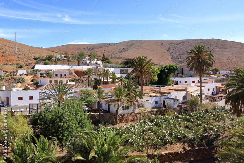 landscape of historic town of Betancuria, the oldest village on the Canary Islands, Fuerteventura, Spain