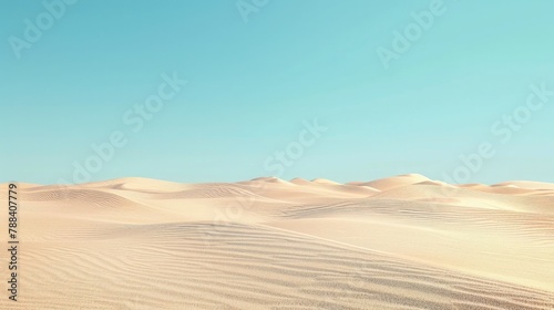 minimalist background of sand dunes stretching to the horizon under a clear blue sky  symbolizing simplicity and solitude