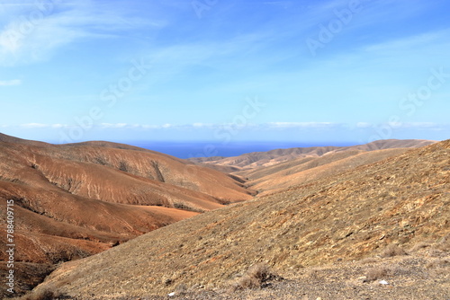 View of the desert hills from Mirador astronomico Sicasumbre  Fuerteventura  Spain