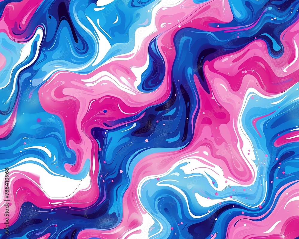 Obraz premium Abstract pop art pattern, copyspace all around, electric blues and pinks, swirls, spotlight effect