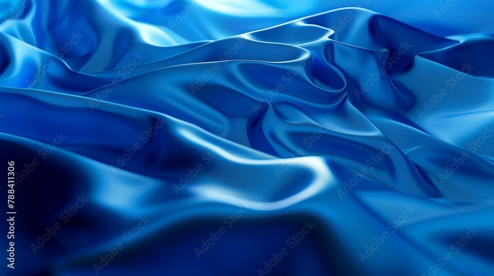 Obraz premium Closeup of blue satin fabric texture background. 3d render illustration
