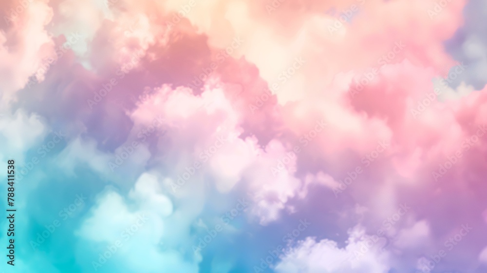 Fantasy cloudy sky with pastel gradient colors, Abstract sky background