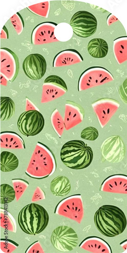 Decorated label - base - Country style vector graphics with  watermelon- ideal as a package sealer, gift tag, jam, liquor, card, vases, bottles, for cricut, sublimation, cutting plotter