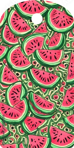 Decorated label - base - Country style vector graphics with watermelon - ideal as a package sealer, gift tag, jam, liquor, card, vases, bottles, for cricut, sublimation, cutting plotter