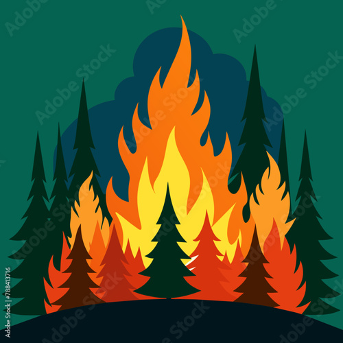 Illustration of forest fire