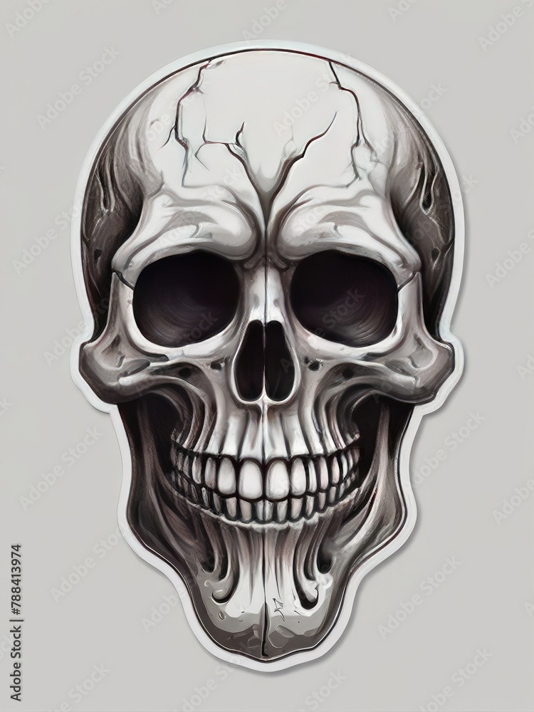 Obraz premium a drawing of a skull with a tattoo of a skull 