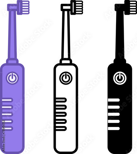 Electric Toothbrush Icons. Vector Icons of Teeth Cleaning Equipment. Oral hygiene. Medicine and Dentistry Concept