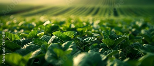 Serenade of Sunlight on a Verdant Soybean Field. Concept Nature Photography, Summer Landscapes, Agricultural Beauty