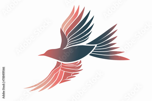 A clean and simple logo of an abstract bird in flight, created with bold vector lines, isolated on a white background, as captured by an HD camera. © Ali