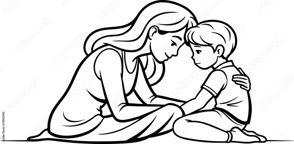 Heartwarming Line Art Depicting the Unbreakable Connection Between a Mother and Her Son on Mother's Day Heartwarming Line Art Depicting the Unbreakable Connection Between a Mother and Her Son on Mother's Day