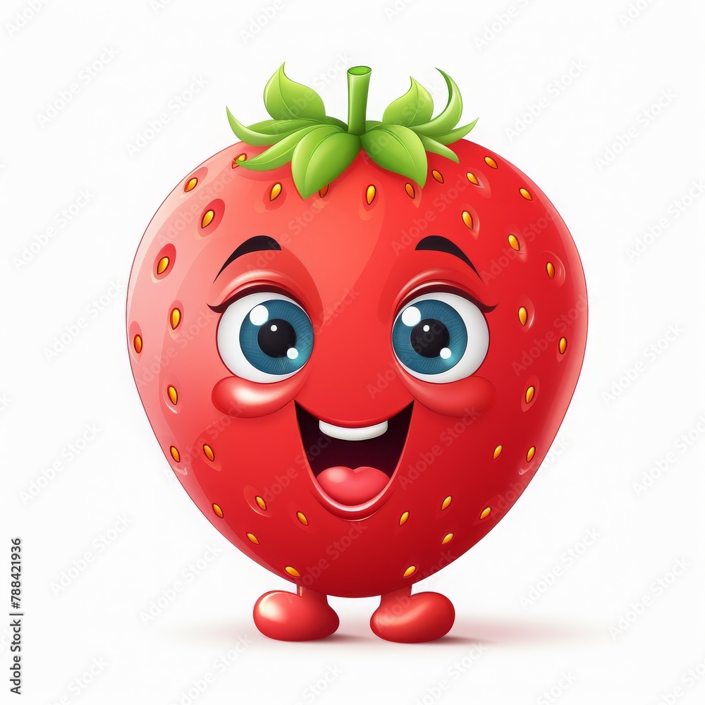Obraz premium strawberry fruit vector character illustration on a solid white background
