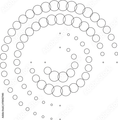 Dotted circular spiral halftone frame. Element for design