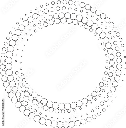 Dotted circular spiral halftone frame. Element for design