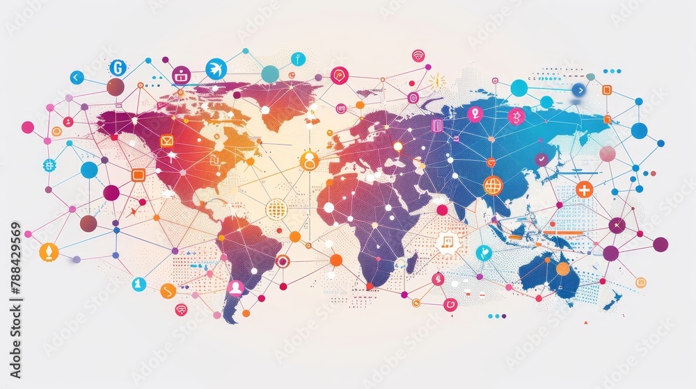 Obraz premium Craft a visual narrative depicting the seamless integration of the global network