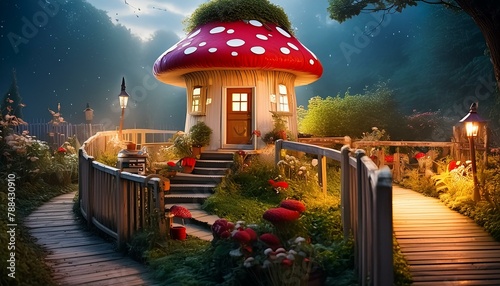 숲 속 신비로운 버섯 하우스