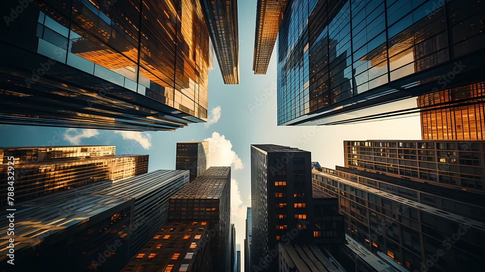Fototapeta premium Looking up at skyscrapers