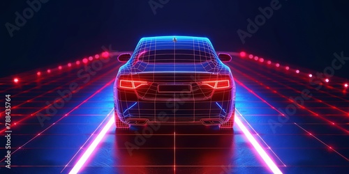 3D Illustration of Modern cars on dark background