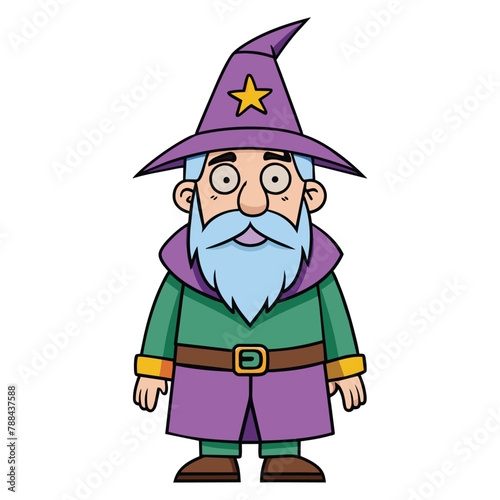 Whimsical Mismatched Wizard Cartoon. Colorful Wizard Character with Mismatched Clothes