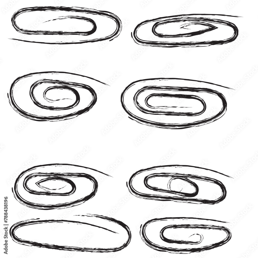 Set of hand drawn red doodle ellipses. Bright red scribble ovals and ...