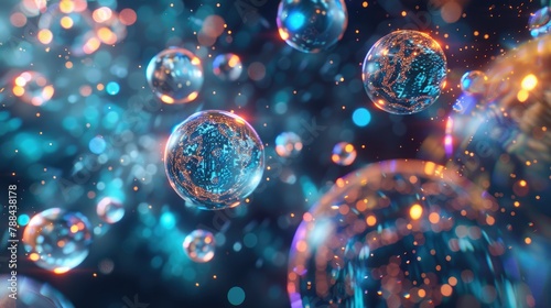 Data orbs floating in a digital space backgrounds