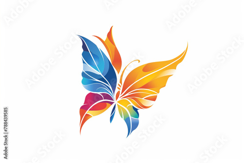 A logo design showcasing the beauty of a colorful butterfly  its wings gracefully spread on a pristine white background.