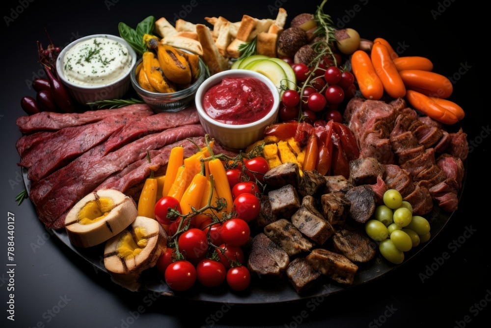 Delectable Meat platter appetizers. Food party. Generate Ai Delectable Meat platter appetizers. Food party. Generate Ai