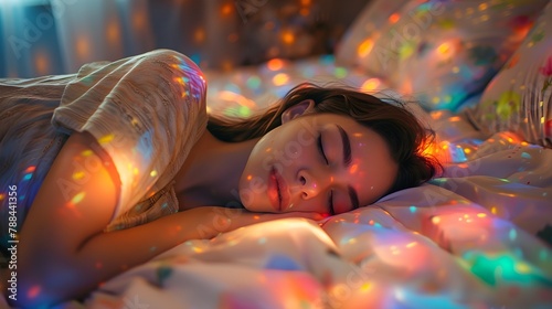 The girl sleeps peacefully in her bed © Darya