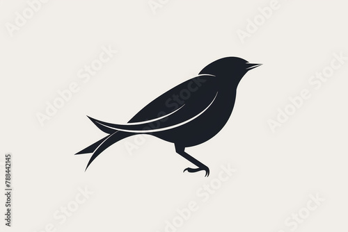 A meticulously composed image of a minimalistic bird logo, its bold vector lines accentuated against a pristine white background, captured in stunning high definition. © Ali