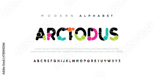 Arctodus Future font creative modern alphabet fonts. Typography colorful bold with color triangle regular. vector illustrator photo