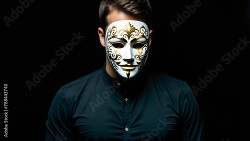 Man with mask, Psychopath concept photoshoot, Sociopath concept background, Gaslighting, Manipulation, Mask syndrome, AI generated