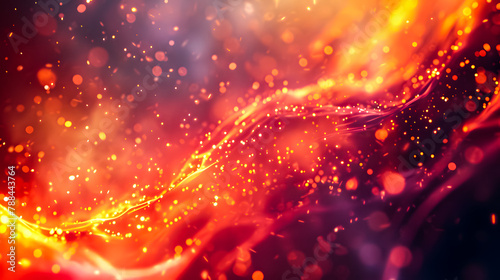 Abstract Orange Lights Background Vector. Bokeh light fractal beauty, psychedelic art, neon effects, digital abstract creation come together beautifully