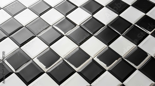 Geometric Tile Pattern in Black and White