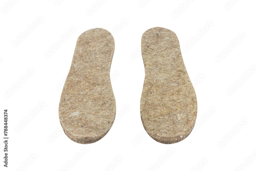 felt insoles for shoes isolated from background felt insoles for shoes isolated from background
