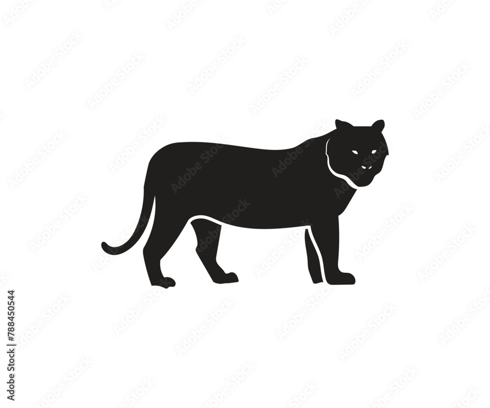Tiger in silhouette side view vector illustration